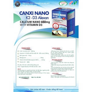 CANXI NANO-K2D3 Alexan,Hỗ Trợ Xương Răng Chắc Khỏe,Giảm Loãng Xương