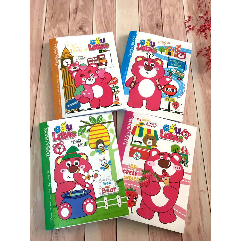 Vở/Tập Học Sinh 4 Ô -5 ôLy Mẫu Gấu Dâu Lotso Bear Cute(lốc 5 cuốn)