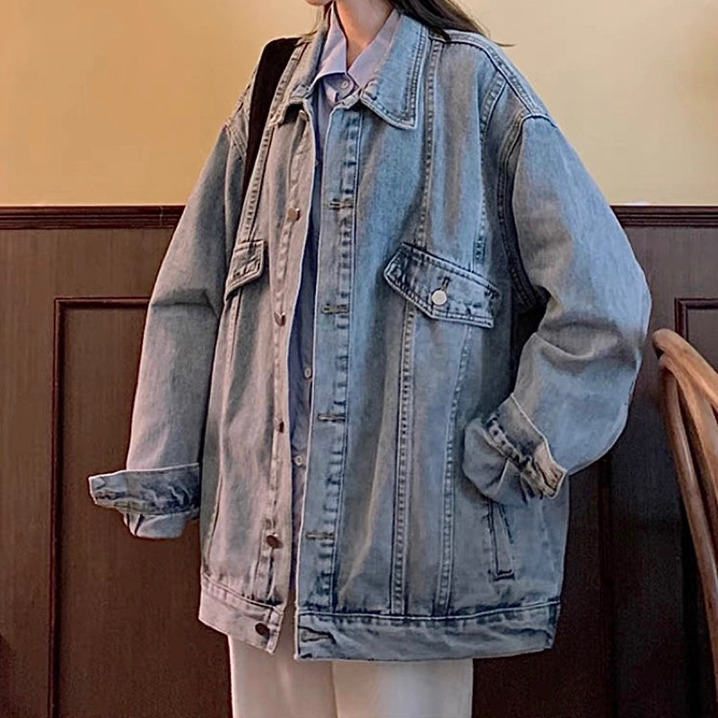 ÁO KHOÁC BÒ XANH FORM RỘNG OVERSIZE