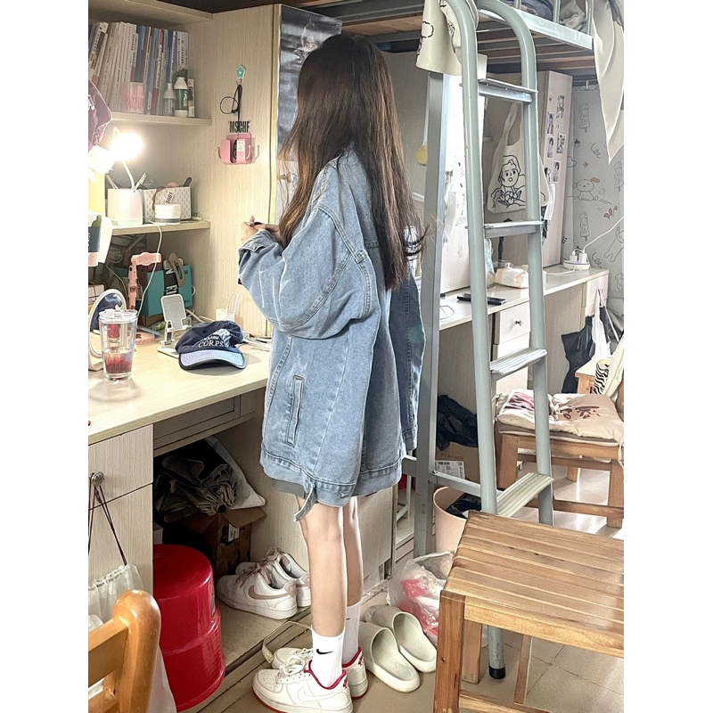 ÁO KHOÁC BÒ XANH FORM RỘNG OVERSIZE