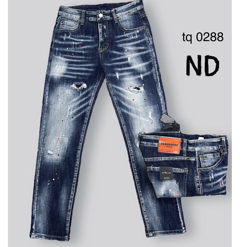 Quần Bò nam biker dsq hàng ĐẸP mới cập bến, quần jean côn nam DSQ khóa cúc xanh đậm vảy sơn mã TQ0388 Hót 2023