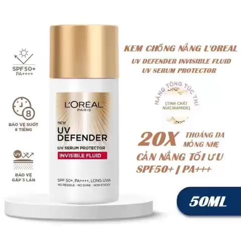 Kem chống nắng x20 thoáng da mỏng nhẹ L’Oreal Paris UV Defender Serum 50ml SPF 50++