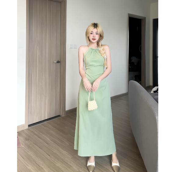 Váy khoét lưng Mina dress dáng dài tiểu thư xixeoshop - V69