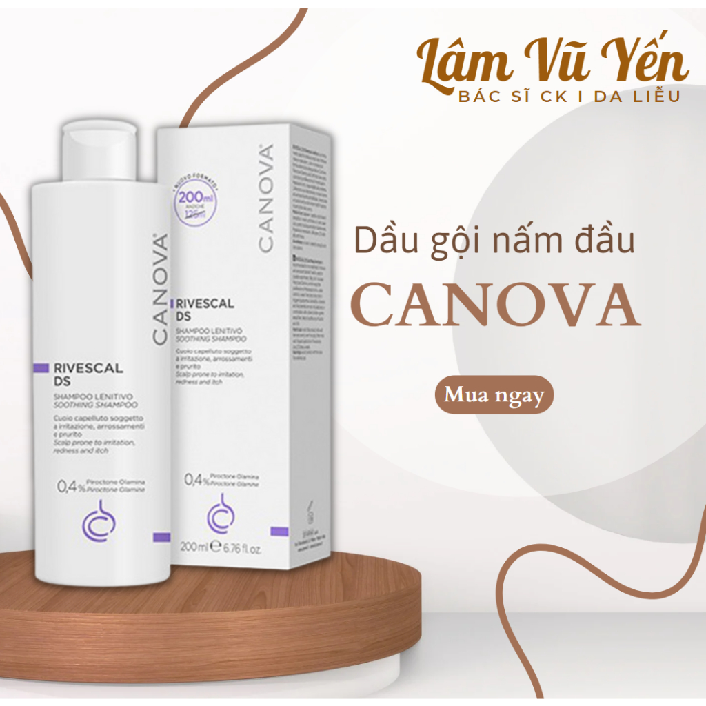 Dầu gội cải thiện tình trạng nấm, làm dịu dành cho da bị kích ứng, da gàu Canova Rivescal DS shampoo 200ml