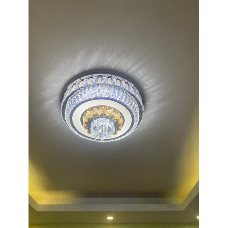 Đèn ốp trần pha lê -3 màu ánh sáng-D600