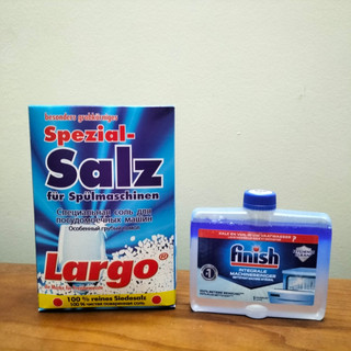 Muối rửa bát Lagor LB Đức-1.2kg + Dung dịch vệ sinh máy rửa bát Finish 250 ml  Chuyên Dùng Cho Máy Rửa Chén Bát