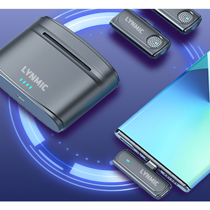 Micro Thu Âm Không Dây Cài Áo LYNMIC J20 / M9 Pro cho điện thoại iOS hoặc Android để live steam TikTok Vloger Youtuber