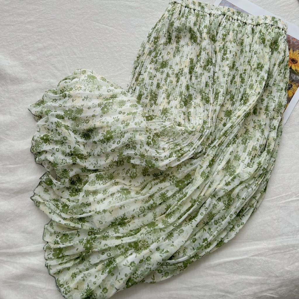 - MD03 -  CHÂN VÁY MIDI HOA NHÍ