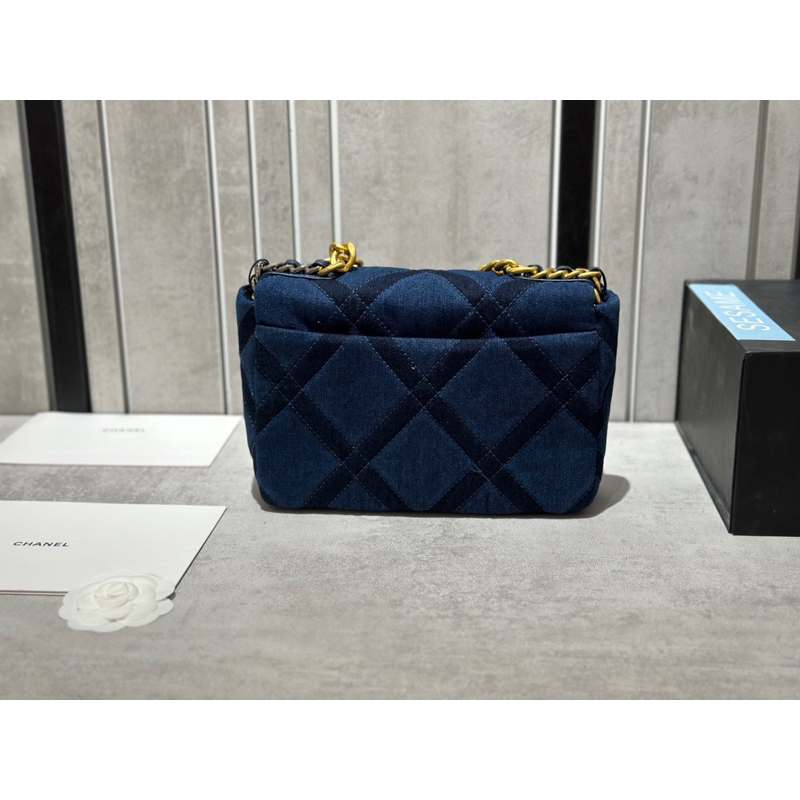 Túi xách tag vàng vải denim size26 fullbox đẹp túi vải hoá đơn