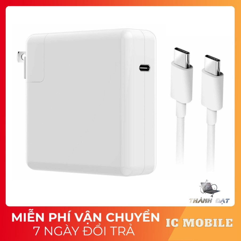 Sạc USB - C. 30w/61w/87w.Sạc Cho Các Dòng Máy Pro,Air Dùng Sạc Type C . Cáp Sạc 2 Đầu Type C. Hàng Chính Hãng Nobox