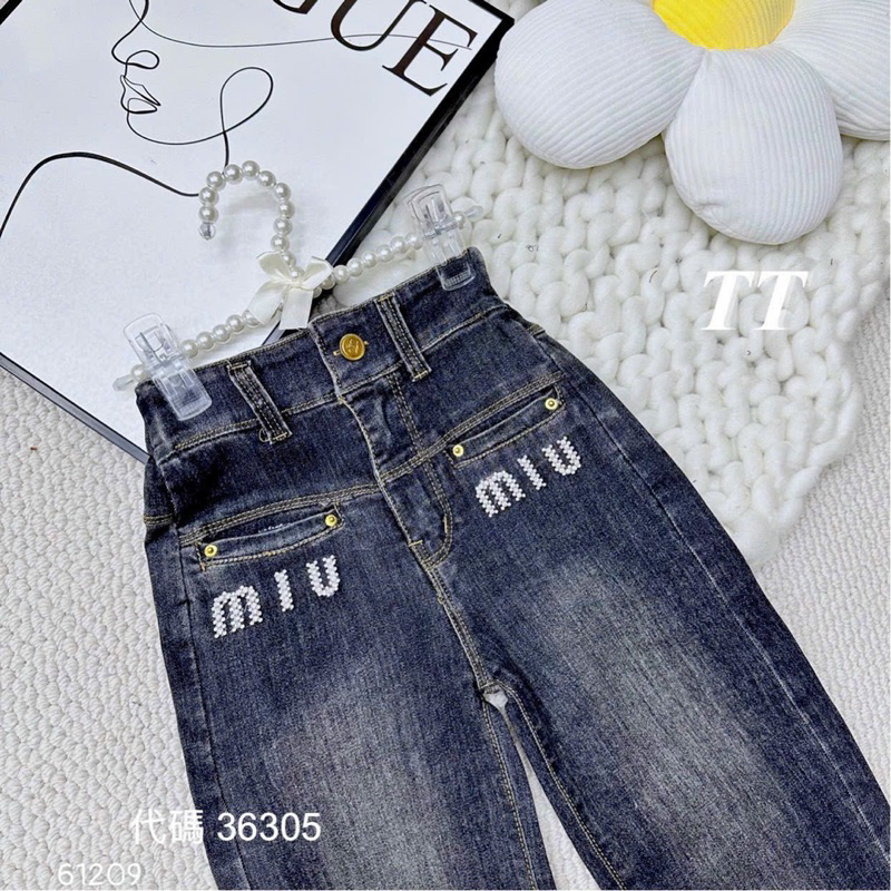 Quần bò xuông miu miu cho bé gái
