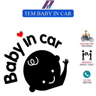 Tem xe ô tô baby in car decal dán xe trang trí kính