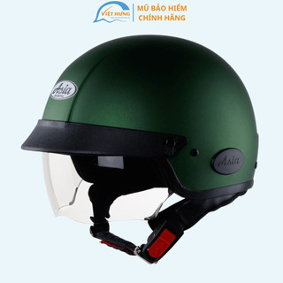 Nón Bảo Hiểm Kính Âm Chống Lóa -  Asia MT139 Xanh Lính Nhám - Vòng đầu 57-59cm - Bảo Hành 12 Tháng