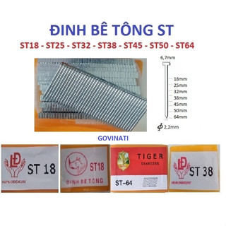 Đinh ST bê tông ST18, ST25, ST32 , ST38, ST45, ST50, ST64 nạp máy bắn đinh ST bắn bê tông tường gỗ