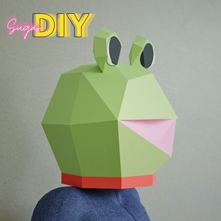 Mặt nạ ếch cốm - Mô hình giấy DIY có màu