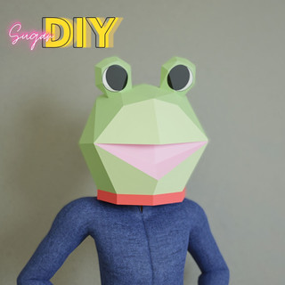 Mặt nạ ếch cốm - Mô hình giấy DIY có màu