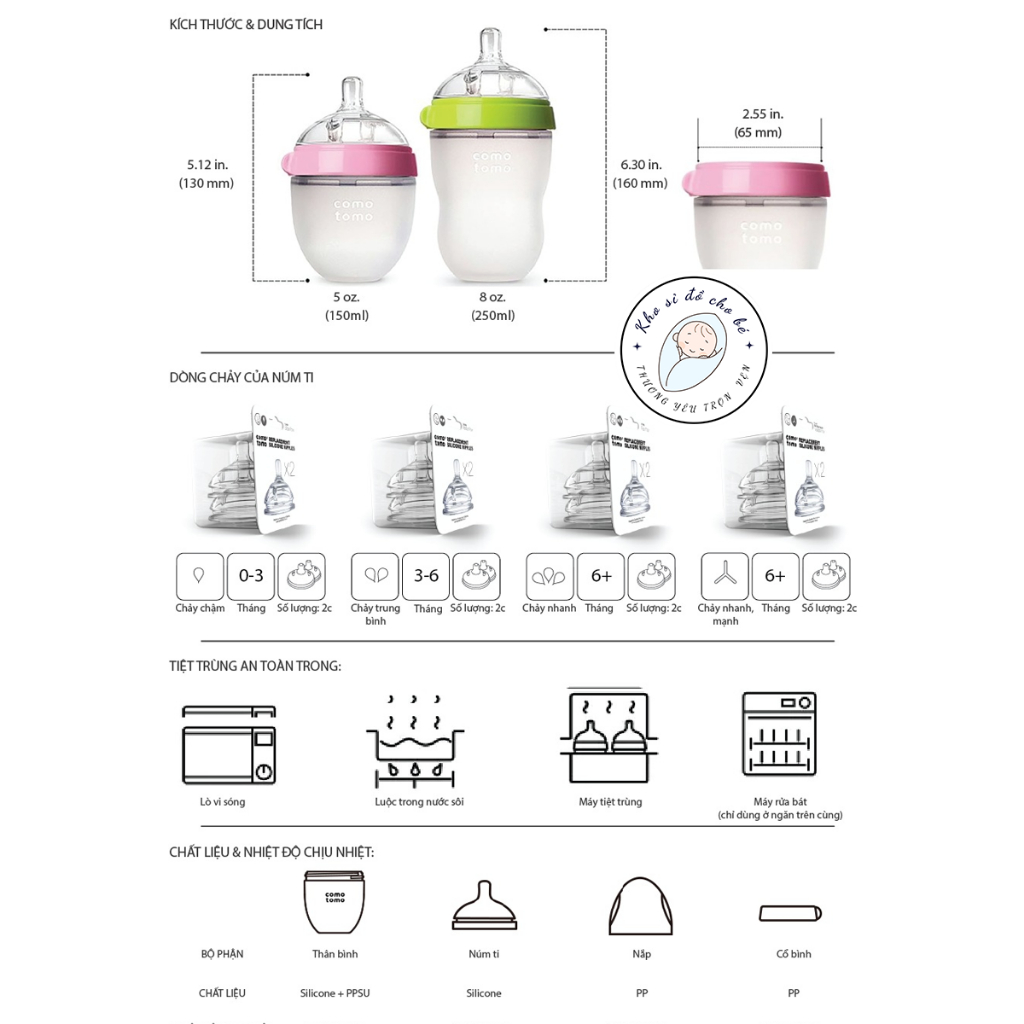 Bình sữa Comotomo nhập khẩu Hàn Quốc