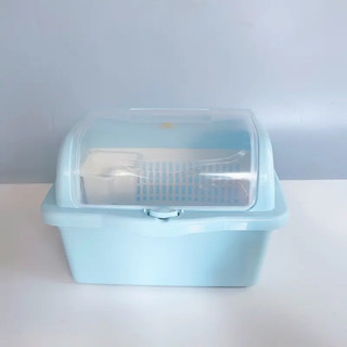Rổ úp chén bát có nắp đậy nhựa việt nhật cao cấp, khay úp bát nắp bật kèm khay thoát nước tiện ích