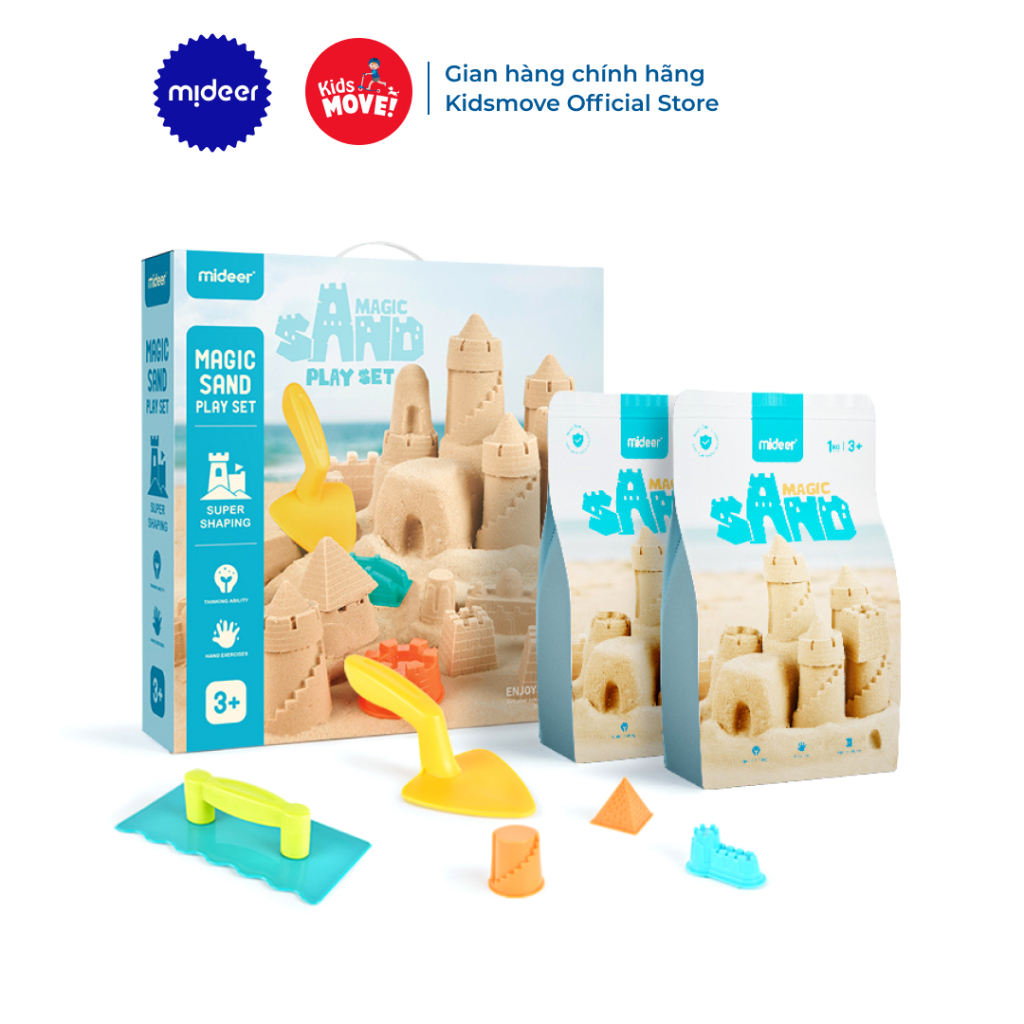 Cát động lực cho bé Mideer Magic Sand Playset Kitnetic kèm bộ dụng cụ và khay cát lớn