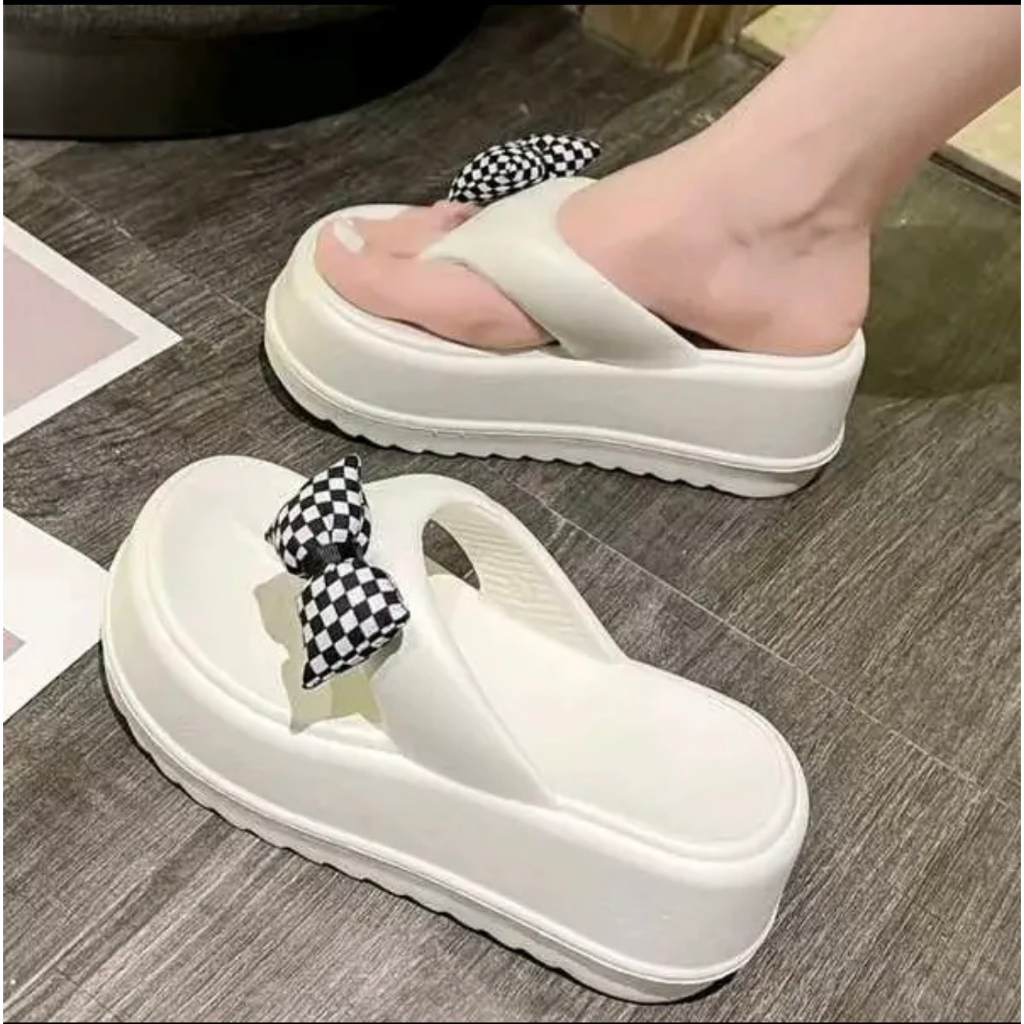 Dép kẹp nơ đế 5cm eva đúc nguyên khối hàng QC