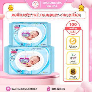 Khăn ướt trẻ em bobby care không mùi hương - 100 miếng/gói