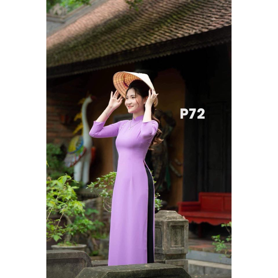 Áo dài màu tím cà ĐÍNH NGỌC sang chảnh, vải lụa mỹ cao cấp_Mã P72