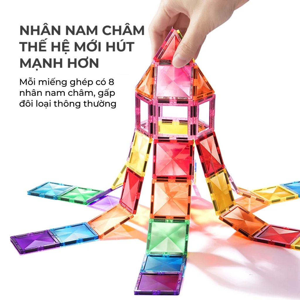 Bộ đồ chơi xếp hình nam châm ánh sáng Mideer, cho bé từ 3-5 tuổi, kích thước khổng lồ, nam châm hút mạnh