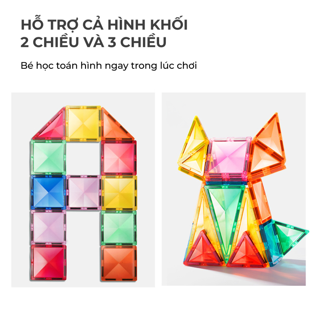 Bộ đồ chơi xếp hình nam châm ánh sáng Mideer, cho bé từ 3-5 tuổi, kích thước khổng lồ, nam châm hút mạnh