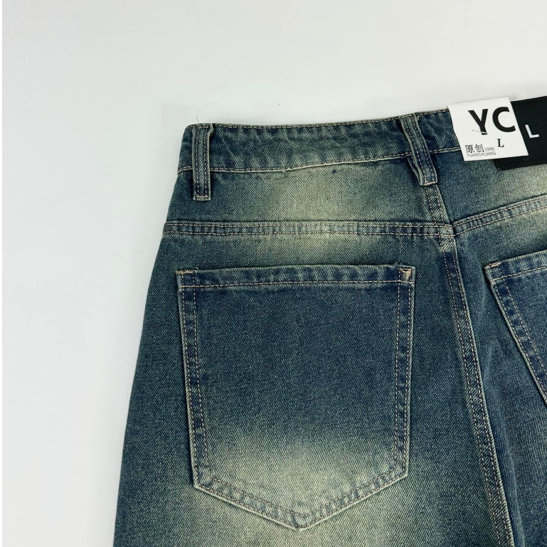 Quần jean ống rộng nam nữ , quần dài ống đứng unisex , quần dài rách gối form rộng - gin store