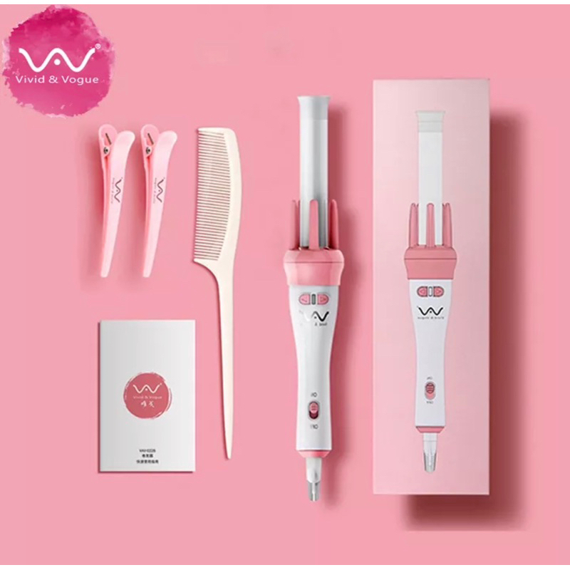 Máy làm xoăn tự động 360 vivid & Vogue giá rẻ tặng kèm lược và 2 kẹp tóc( không hộp)