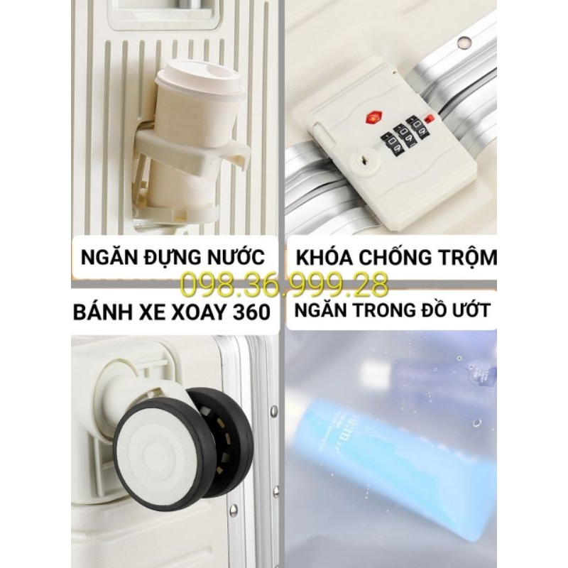 VALI KHUNG NHÔM G25 CAO CẤP SIZE 20 VÀ SIZE 24 Hỗ trợ sạc pin,ngăn thông minh tiện lợi,chống bể vỡ tốt