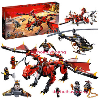 Lắp Ráp Xếp Hình non Ninjago 2082 1058: Rồng đỏ siêu cấp của Kai