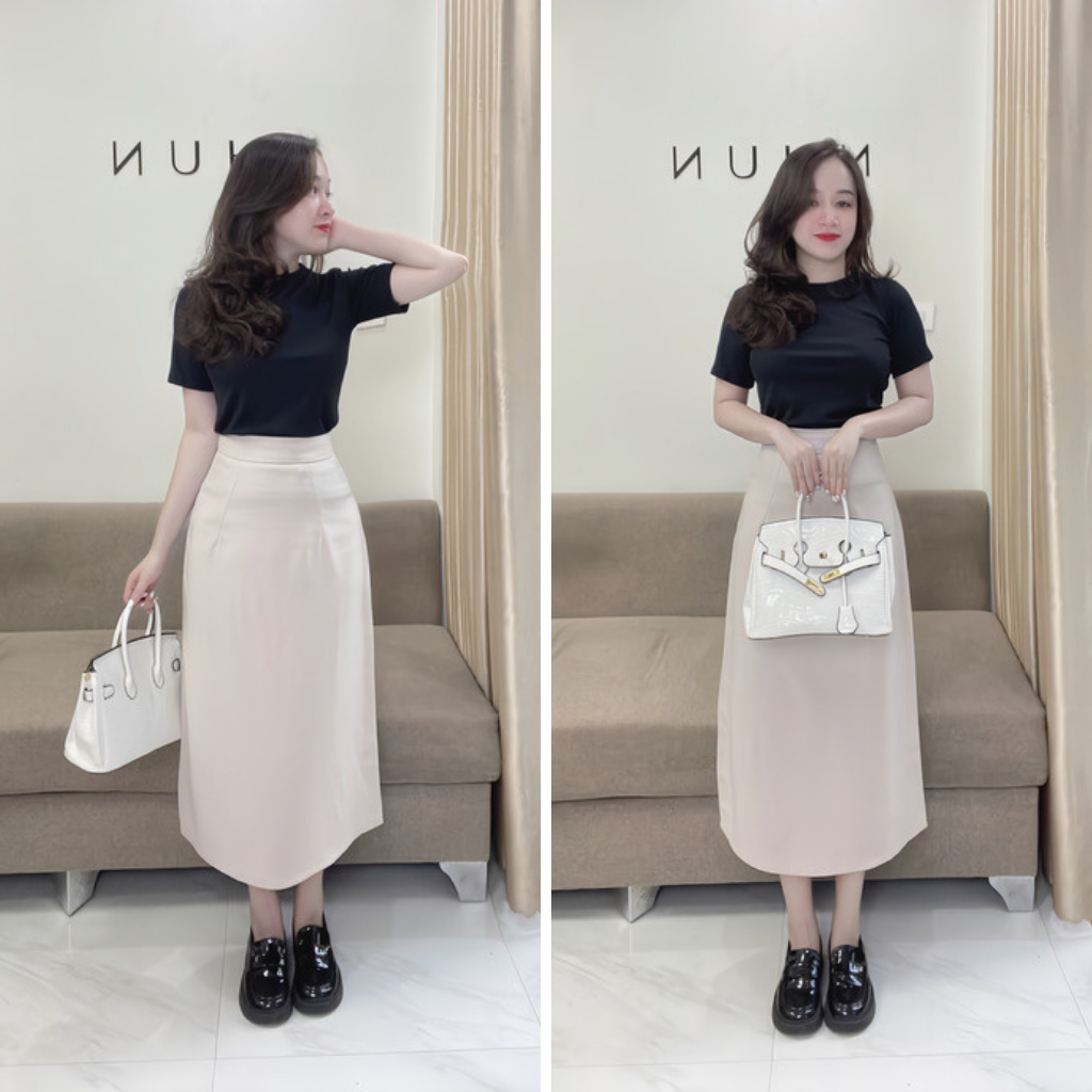 Chân váy bút chì NhunFashion Chân váy Midi dài dáng suông xẻ tà sau đơn giản cá tính phong cách sang trọng N118 | BigBuy360 - bigbuy360.vn