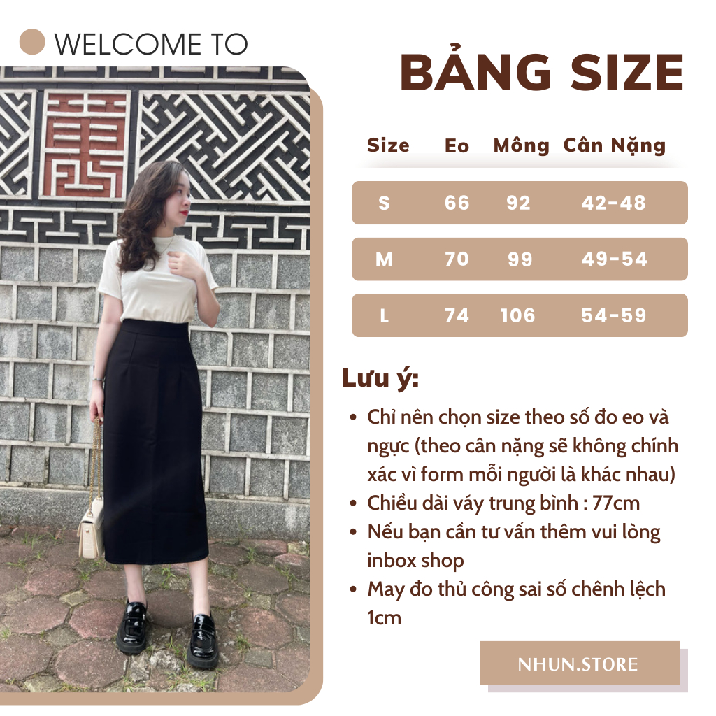Chân váy bút chì NhunFashion Chân váy Midi dài dáng suông xẻ tà sau đơn giản cá tính phong cách sang trọng N118 | BigBuy360 - bigbuy360.vn