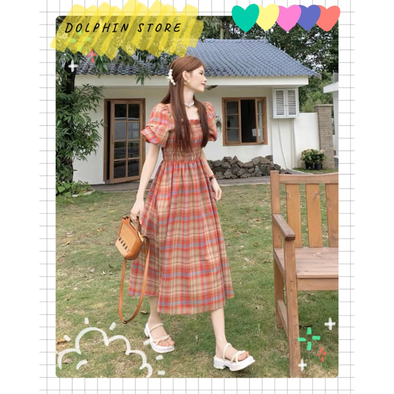 BIGSIZE Đầm caro bigsize - đầm dài bigsize - đầm cổ vuông bigsize
