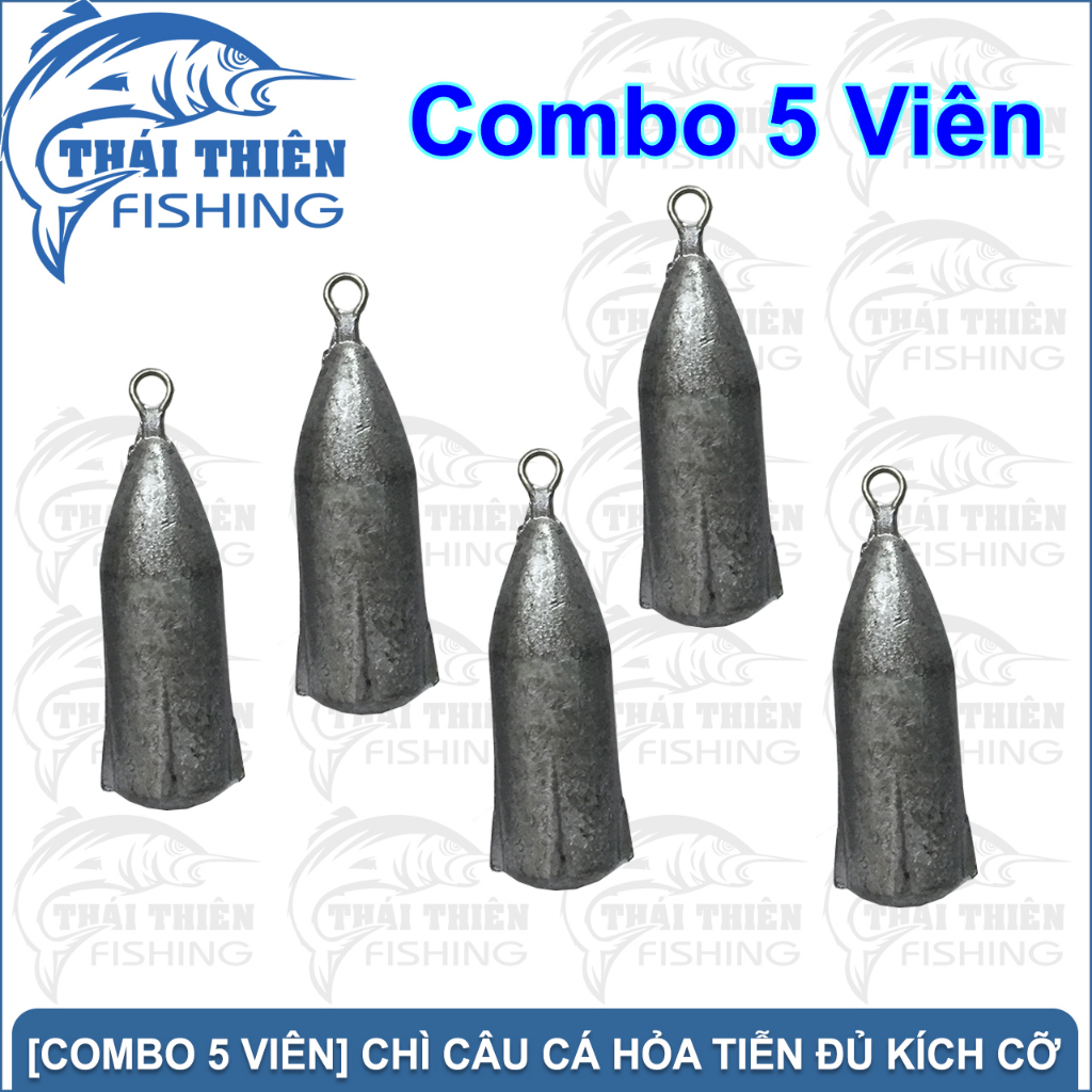 Combo 5 Viên Chì Câu Cá Hỏa Tiễn Có Móc 30g, 50g, 75g, 100g