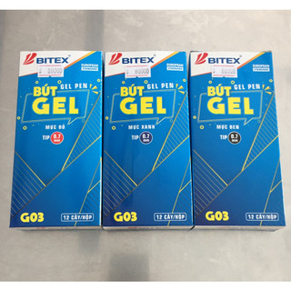 Bút gel bitex g03 hộp 12 cây- mực xanh/đỏ/đen