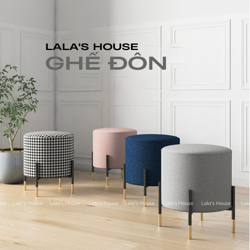 Ghế Đôn Chân Kim Loại Cao Cấp, Ghế Trang Điểm, Ghế Decor Phòng Phủ Phòng Khách và Studio
