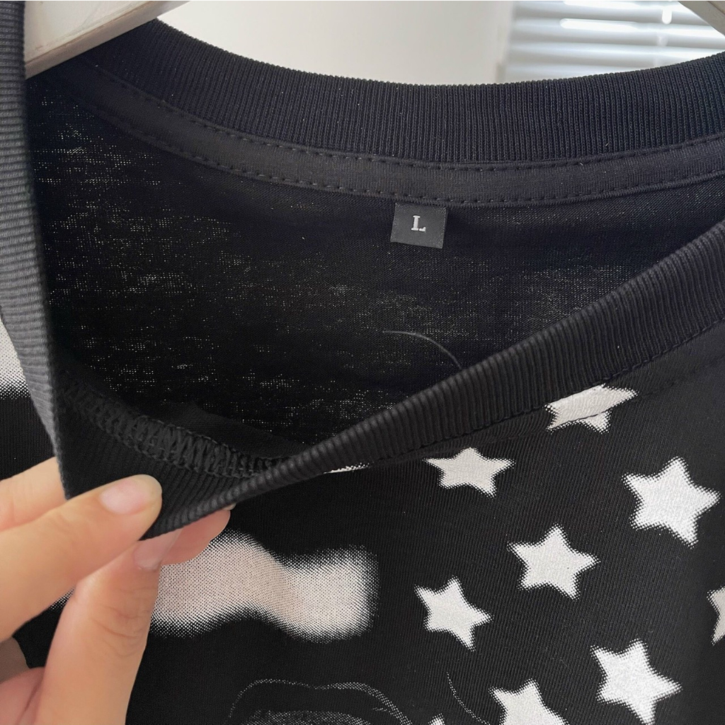 Áo Thun Nam Nữ From Rộng Màu Trắng Phối Tay Đen Phong Cách Hiện Đại