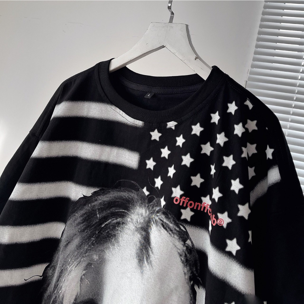 Áo Thun Nam Nữ From Rộng Màu Trắng Phối Tay Đen Phong Cách Hiện Đại