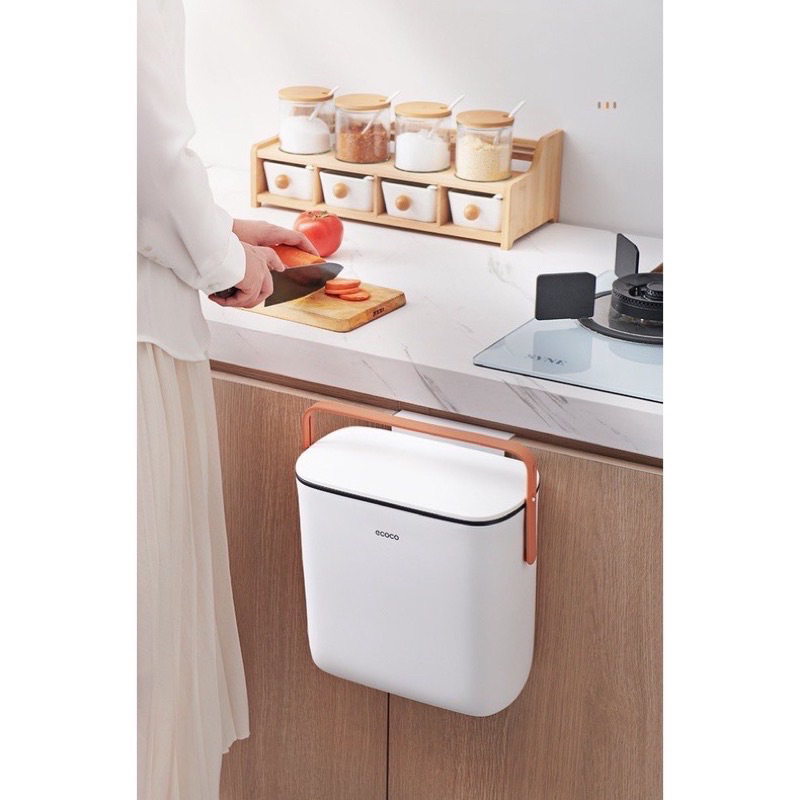 Thùng Rác ECOCO Chính Hãng Treo Dán Tường Nhà Vệ Sinh Nhà Bếp