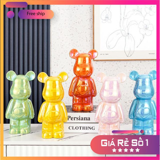 Tượng gấu bearbrick bụng phệ chất liệu gốm sứ để trang trí kệ tủ 28cm