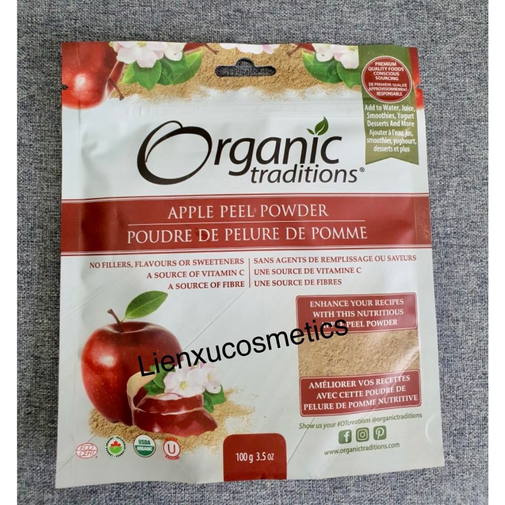 Bột vỏ táo hữu cơ Organic traditions Apple Peel power 100G