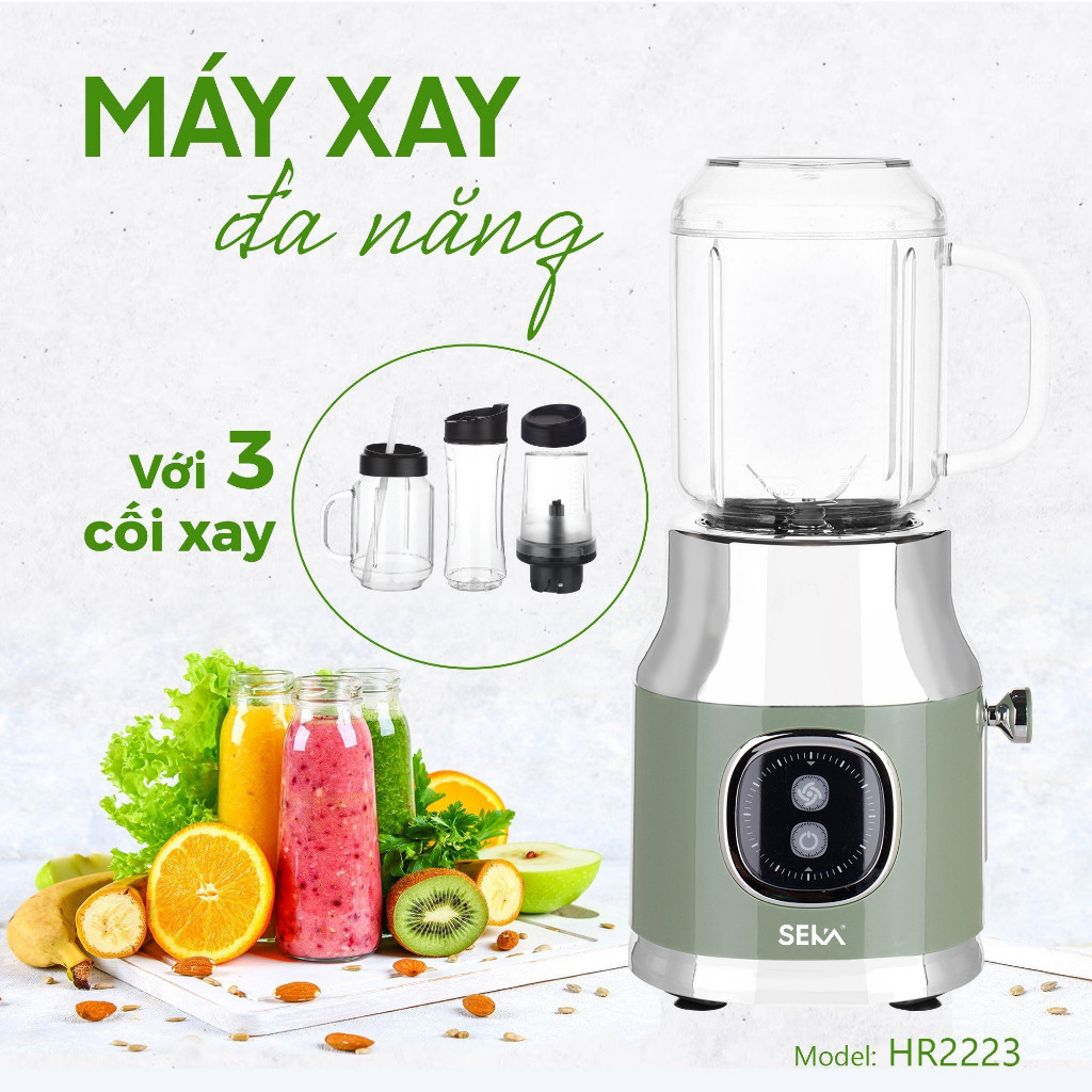 Máy xay sinh tố đa năng SEKA bản đặc biệt 3 cối, xay thịt, đá nhuyễn trong 15s, động cơ mạnh, bảo hành 12 tháng