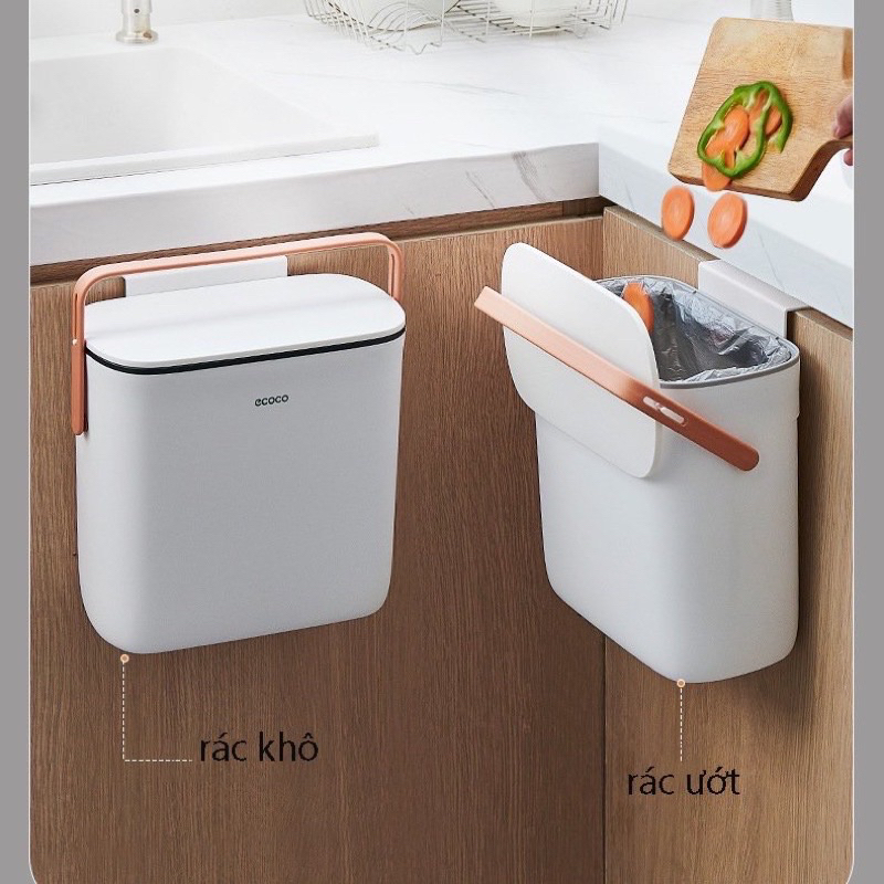 Thùng Rác ECOCO Chính Hãng Treo Dán Tường Nhà Vệ Sinh Nhà Bếp