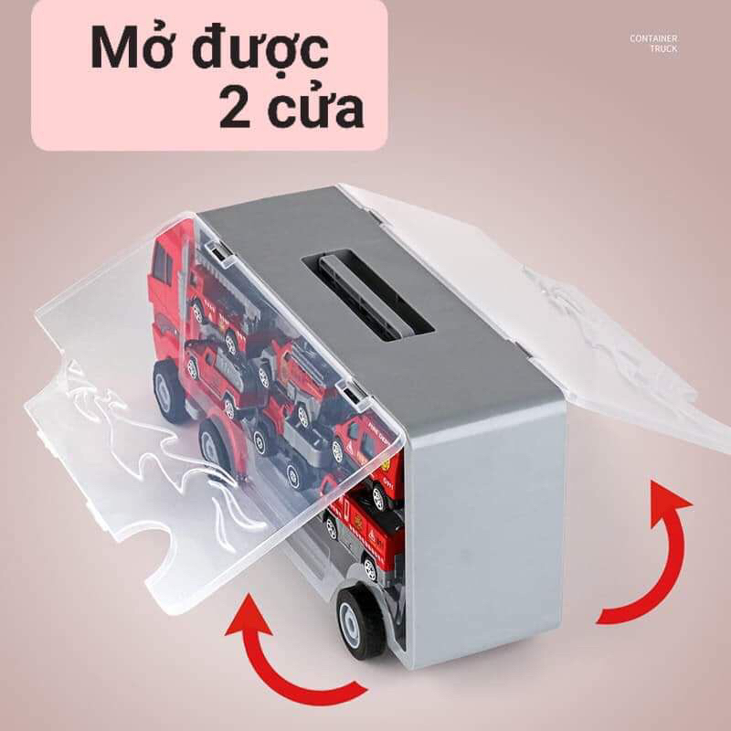 Hộp đồ chơi xe tải containe vận chuyển xe ô tô 6 chiếc