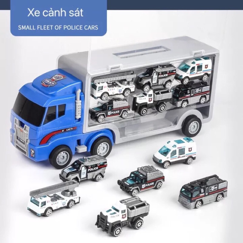 Hộp đồ chơi xe tải containe vận chuyển xe ô tô 6 chiếc