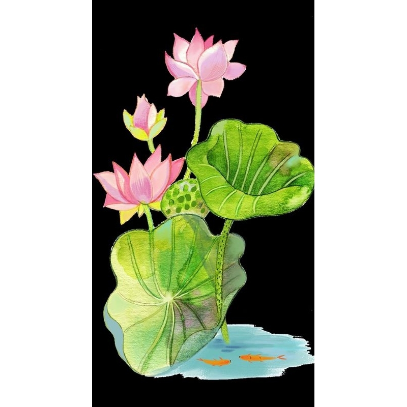 Hình ủi ép nhiệt, in áo. Mẫu Hoa sen HS1 in áo dài, váy, yếm cho mẹ và bé