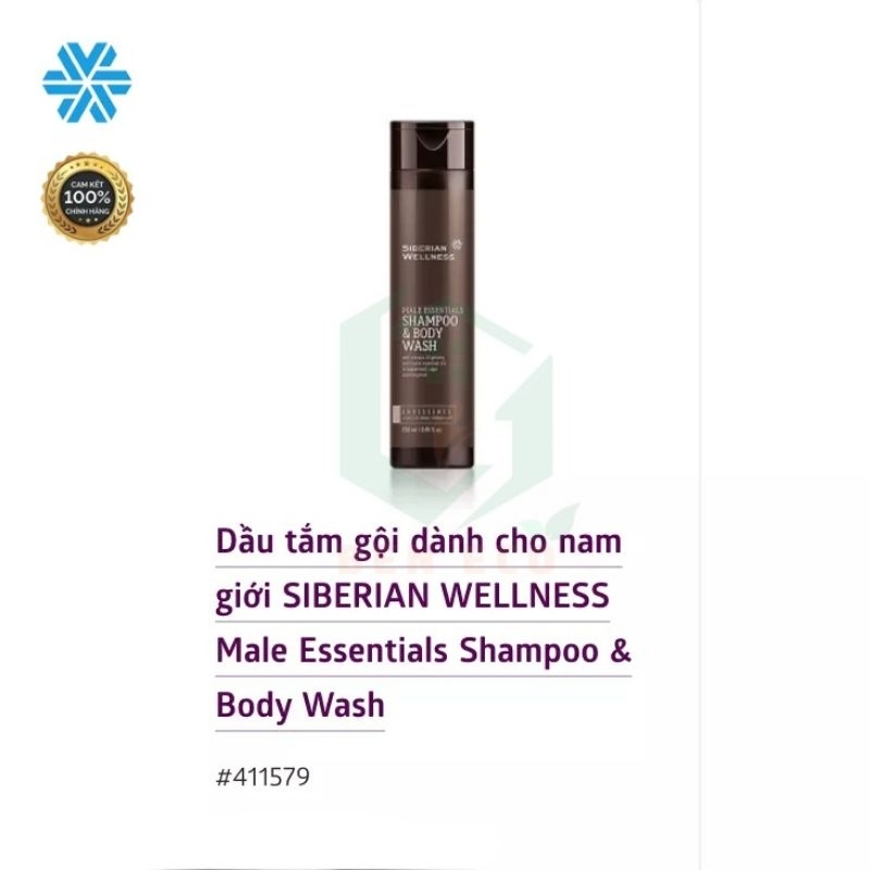 Dầu tắm gội dành cho nam giới - SIBERIAN WELLNESS Male Essentials Shampoo &amp; Body Wash date tháng 9/2023