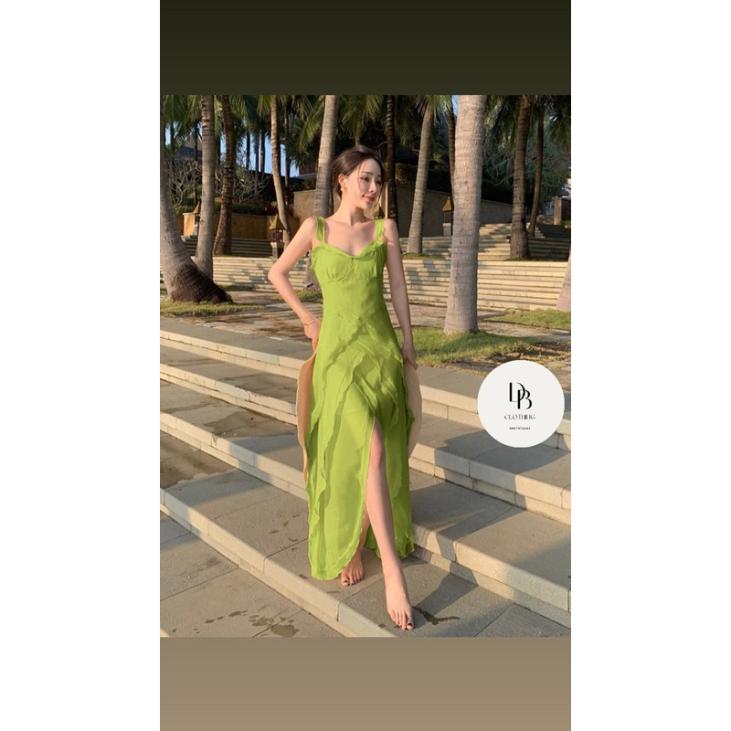 Váy đi biển hai dây bèo dáng xuông màu sắc hot trend 2023